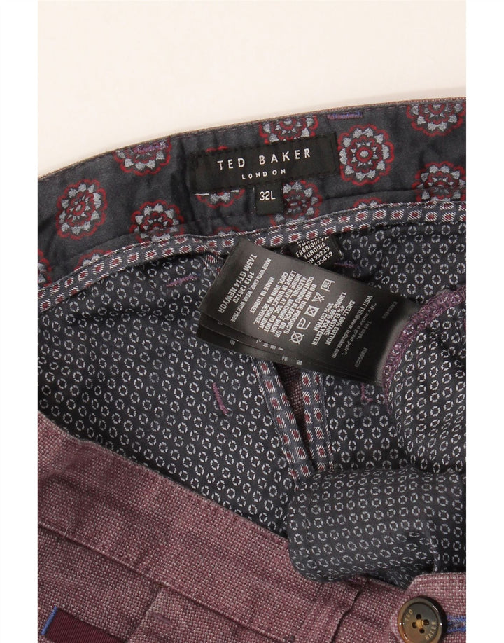 Ανδρικό Slim Suit Παντελόνι Ted Baker W32 L32 Βαμβακερό καφέ