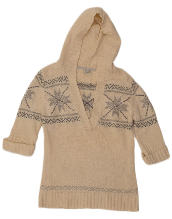 ESPRIT Γυναικείο πουλόβερ με κουκούλα UK 18 XL Beige Fair Isle Wool