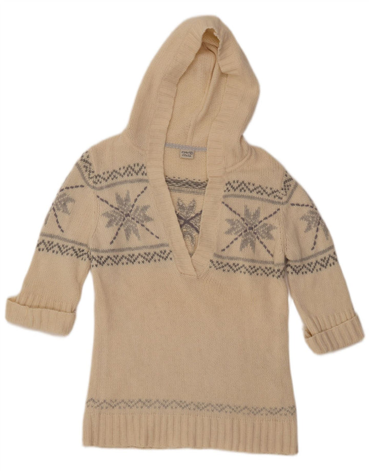 ESPRIT Γυναικείο πουλόβερ με κουκούλα UK 18 XL Beige Fair Isle Wool