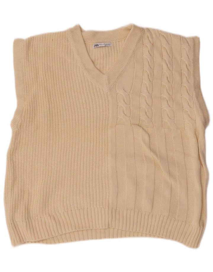 Zara Ανδρικό γιλέκο Relaxed Fit Tank Top Μεσαίο μπεζ βαμβακερό