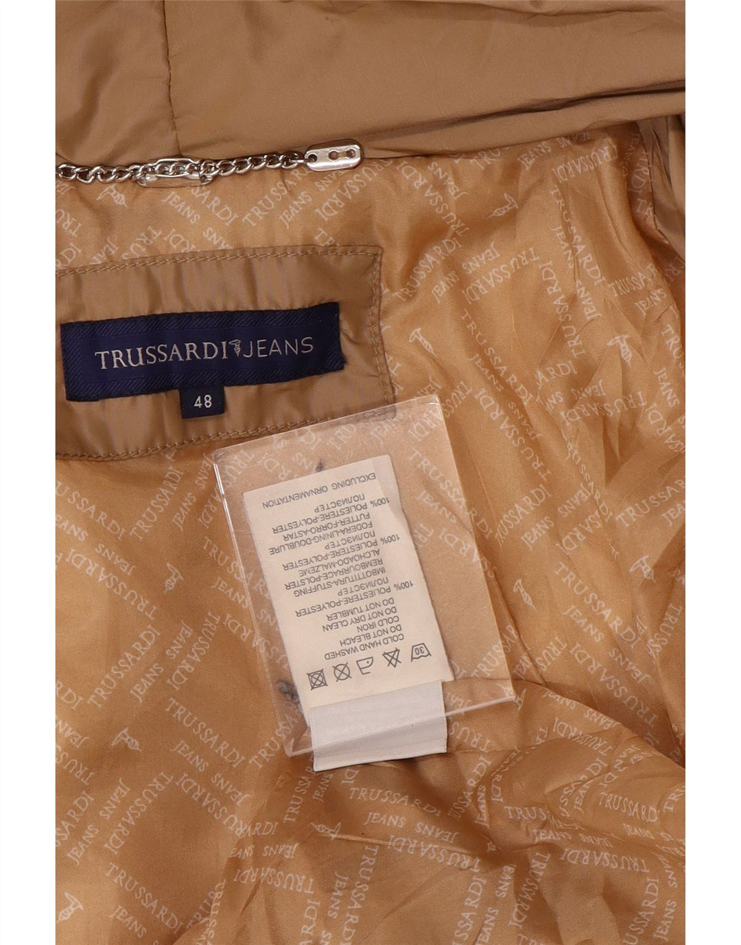 TRUSSARDI JEANS Γυναικείο μπουφάν με επένδυση IT 48 XL Μπεζ πολυεστέρας