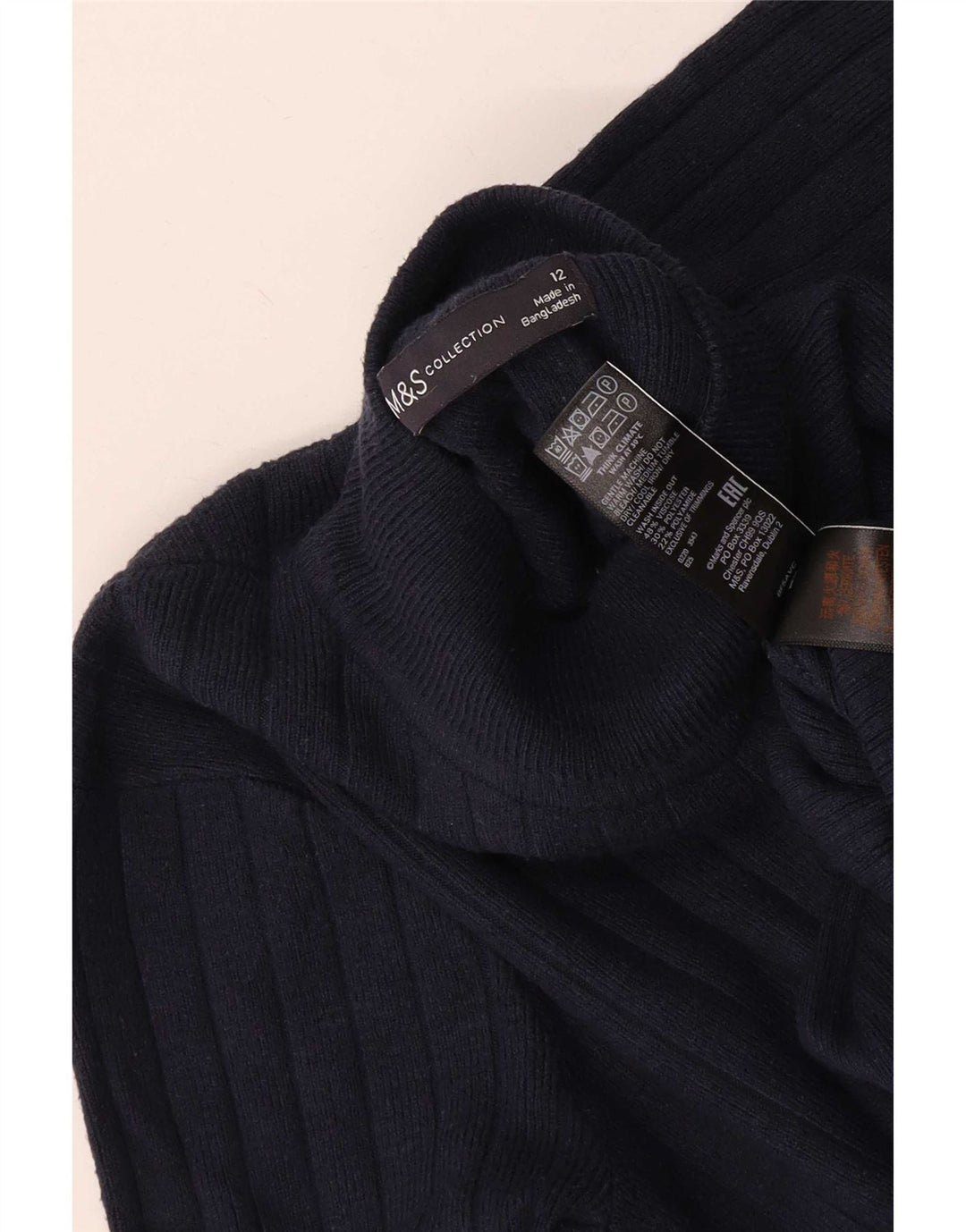 Marks & Spencer Γυναικείο πουλόβερ με λαιμό χελώνα UK 12 Medium Navy Blue