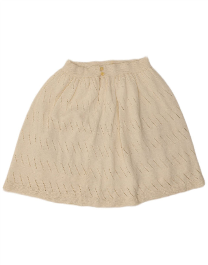 Vintage γυναικεία πλεκτή φούστα σε γραμμή Α W26 Small Off White