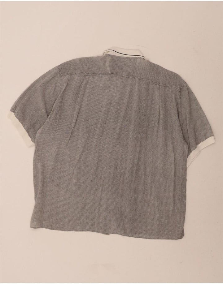 VINTAGE Mens Short Sleeve Shirt Medium Grey Spotted Vintage Vintage and Second-Hand Vintage from Messina Hembry 