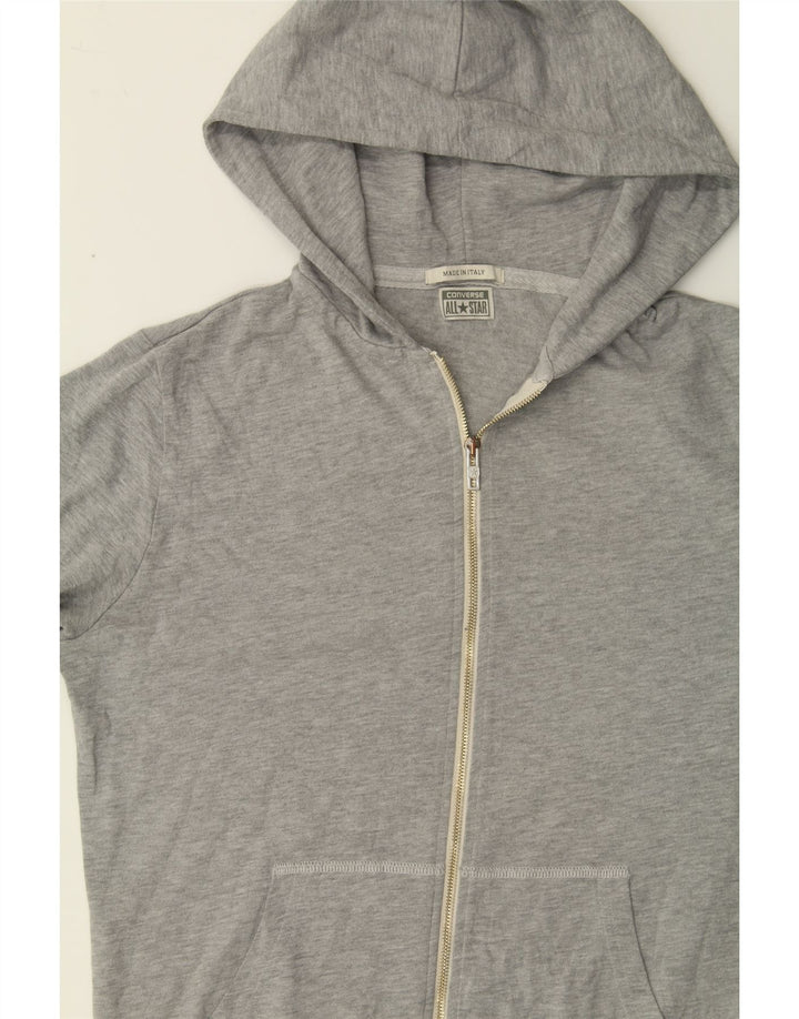 CONVERSE Womens Graphic Zip Hoodie Sweater UK 14 Medium Grey Cotton Vintage Converse and Second-Hand Converse from Messina Hembry 