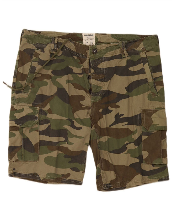 Ανδρικό σορτς φορτίου Pull & Bear EU 46 XL W36 Khaki Camouflage