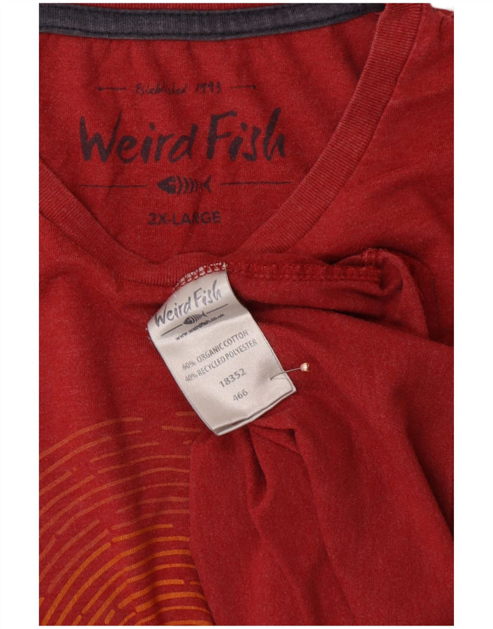WEIRD FISH Ανδρικό γραφικό T-Shirt Top 2XL κόκκινο βαμβακερό