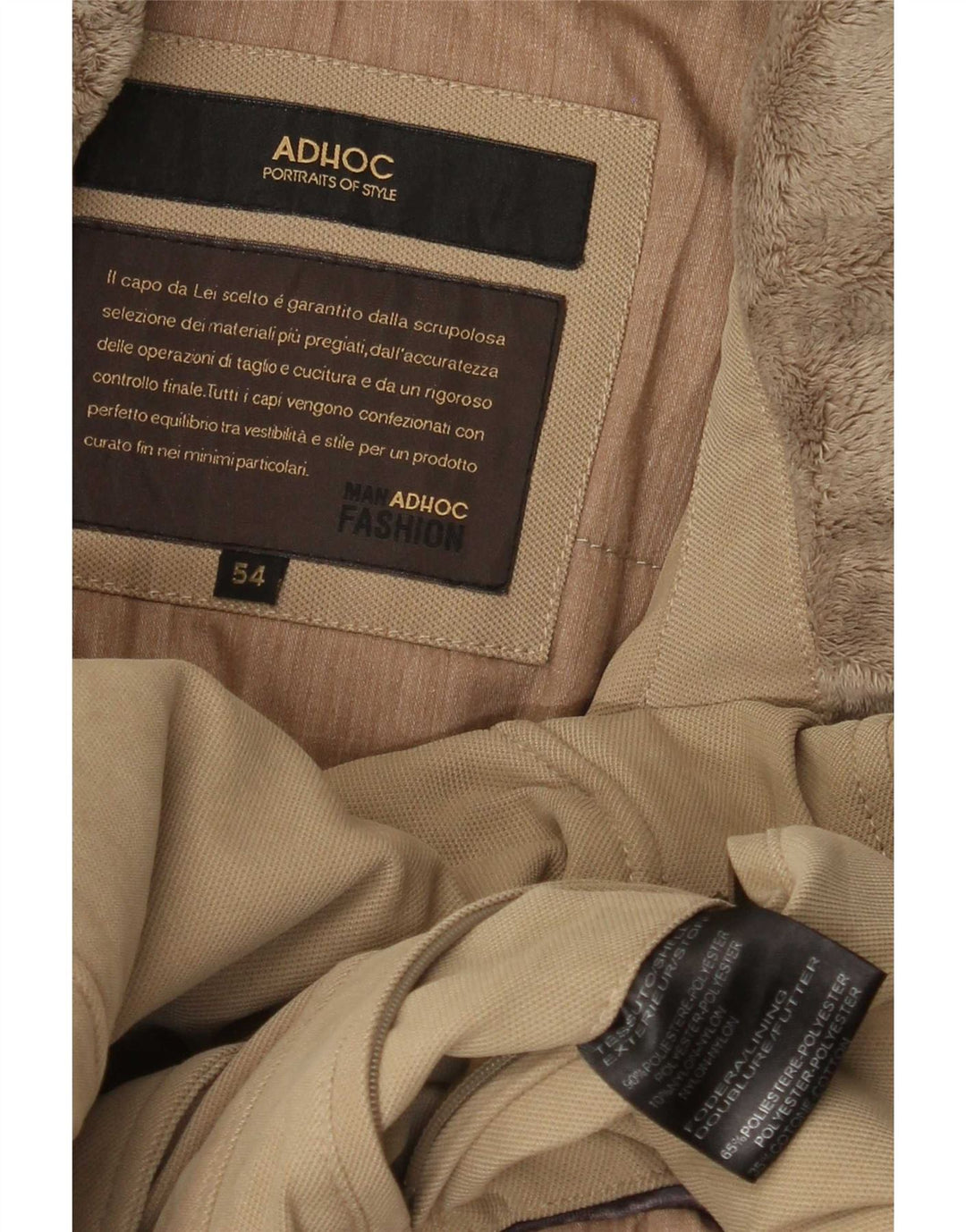 Ανδρικό μπουφάν Adhoc με κουκούλα IT 54 2XL Beige Polyester