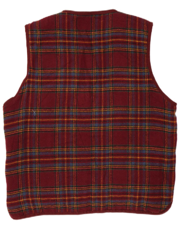 Vintage Ανδρικά αναστρέψιμα καπιτονέ Gilet UK 40 Large Burgundy Check