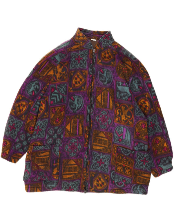 Vintage γυναικείο υπερμεγέθη Fleece Jacket UK 18 XL Πολύχρωμο γεωμετρικό