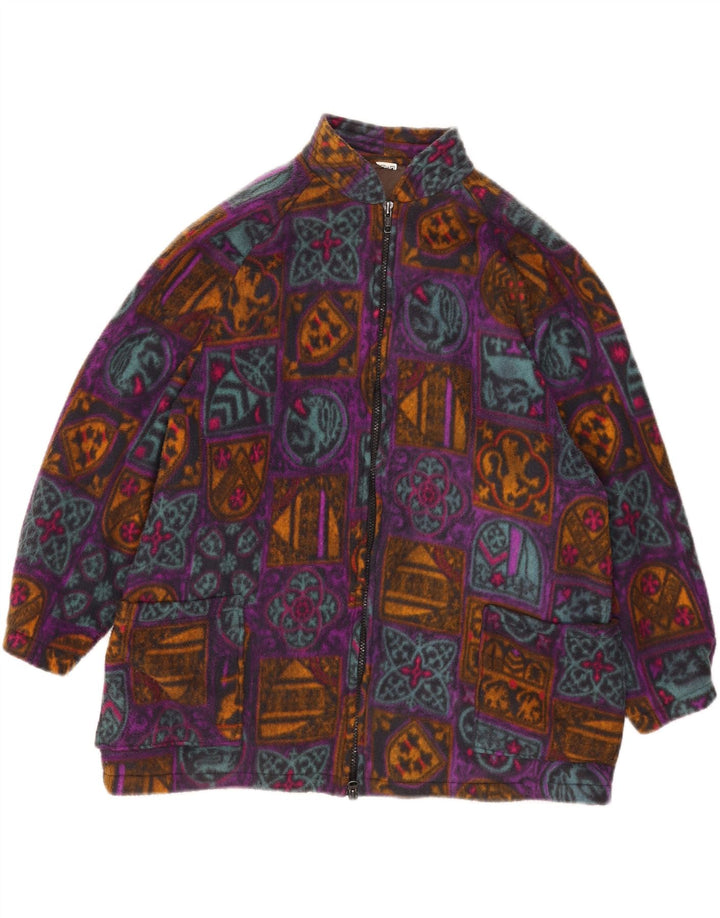 Vintage γυναικείο υπερμεγέθη Fleece Jacket UK 18 XL Πολύχρωμο γεωμετρικό