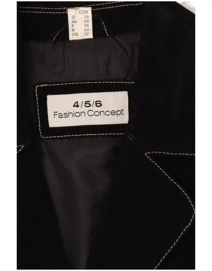 VINTAGE Γυναικείο Suede Πανωφόρι UK 12 Medium Black Leather