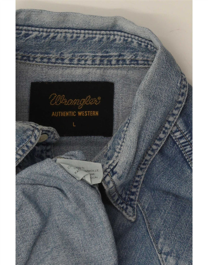 Ανδρικό τζιν πουκάμισο Wrangler, μεγάλο μπλε βαμβακερό