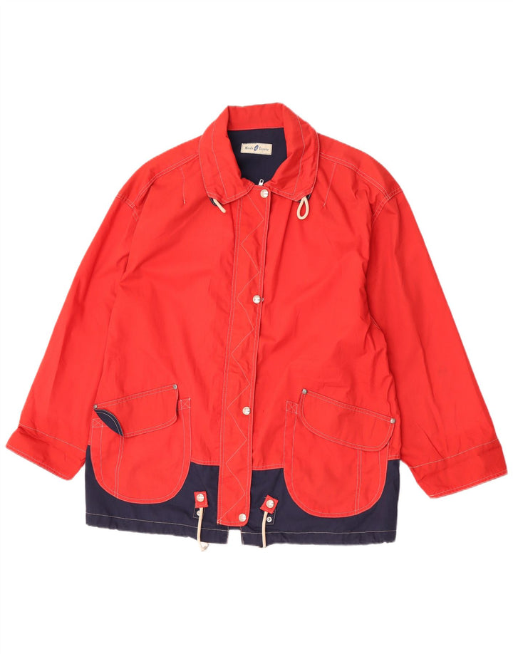 Vintage Γυναικείο Utility Jacket UK 16 Large Red Colourblock Πολυεστέρας