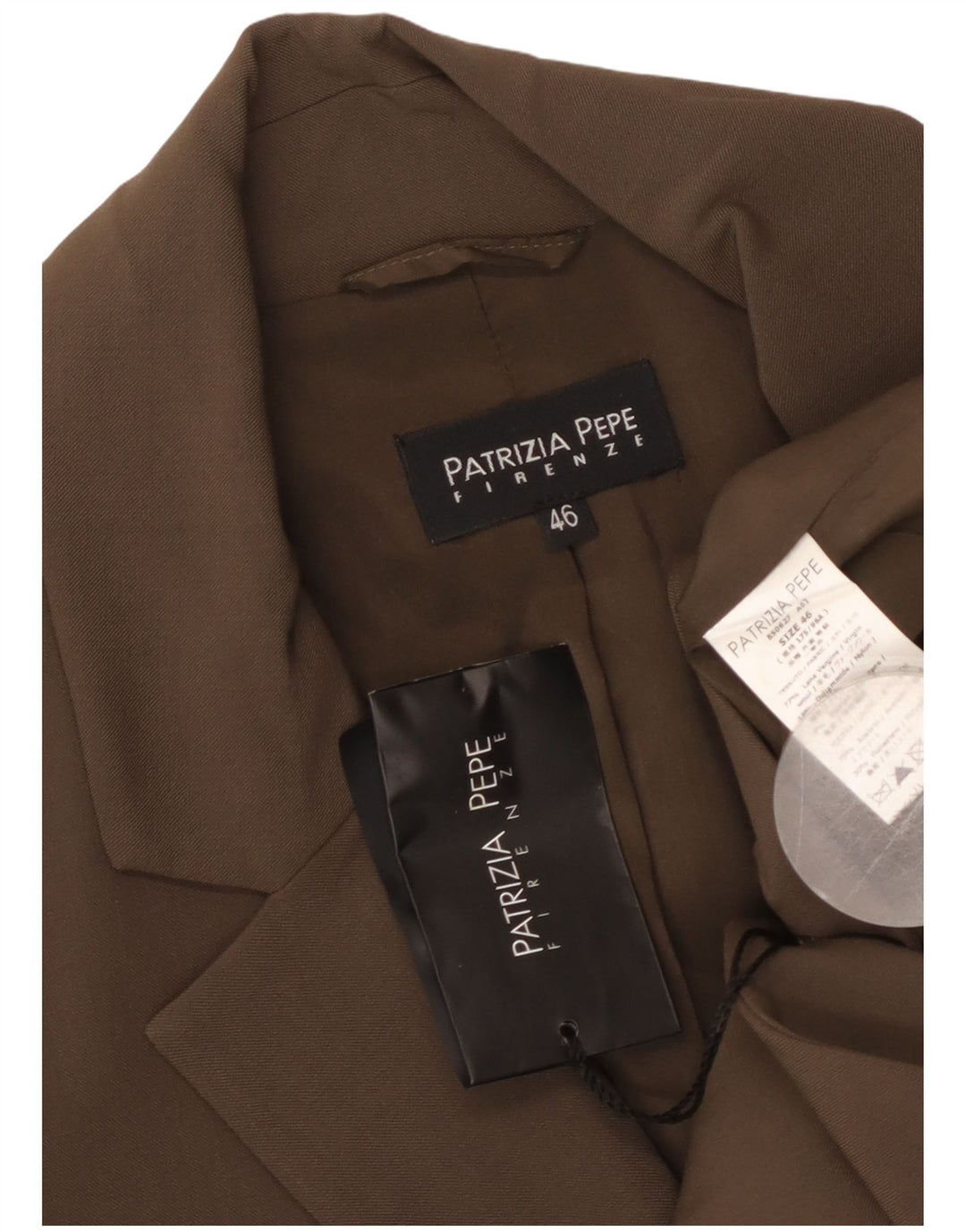 PATRIZIA PEPE Γυναικείο τζάκετ με 2 κουμπιά σακάκι IT 46 μεγάλο καφέ παρθένο μαλλί