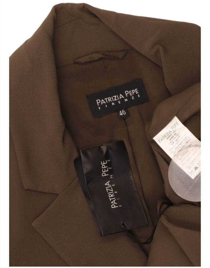 PATRIZIA PEPE Γυναικείο τζάκετ με 2 κουμπιά σακάκι IT 46 μεγάλο καφέ παρθένο μαλλί