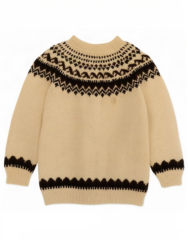 Vintage γυναικείο πουλόβερ με λαιμόκαυστο UK 16 Large Beige Fair Isle