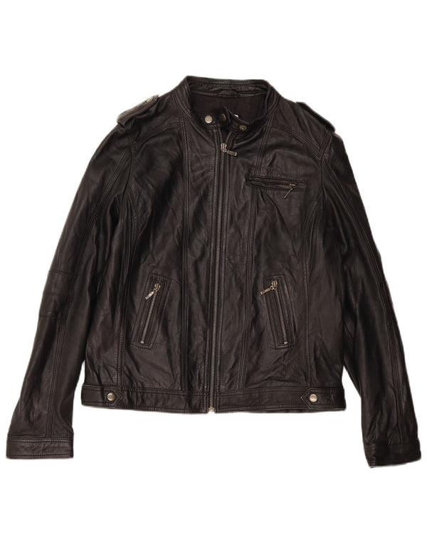 PIMKIE Γυναικείο Basic Leather Racer Jacket UK 16 Large Black Leather