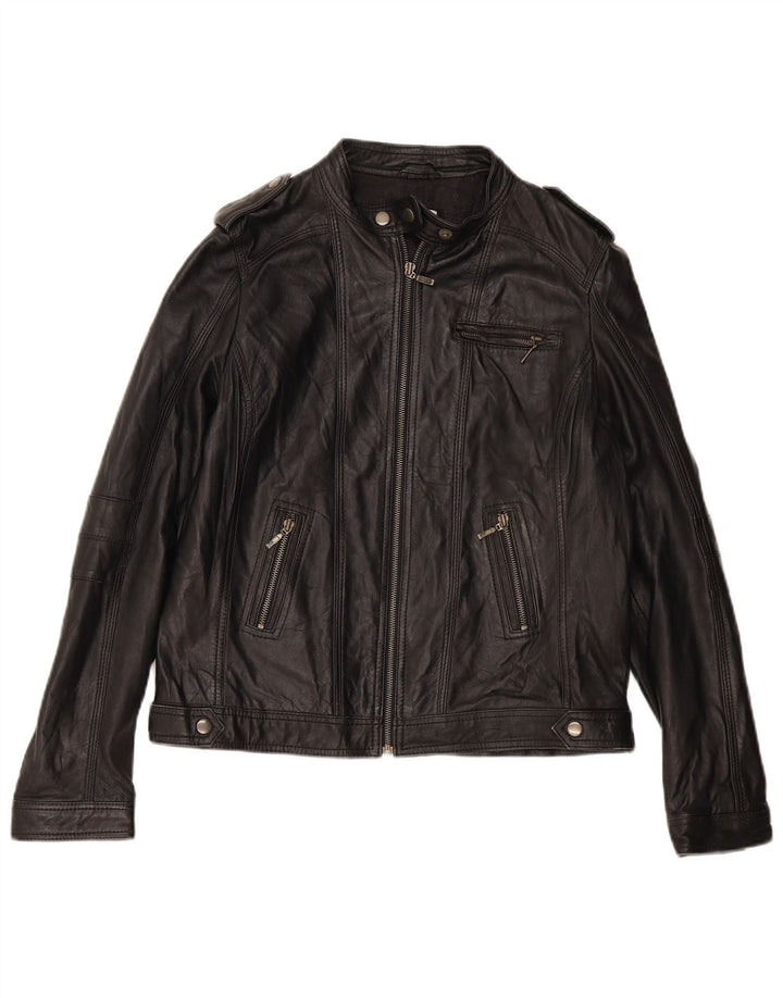 PIMKIE Γυναικείο Basic Leather Racer Jacket UK 16 Large Black Leather