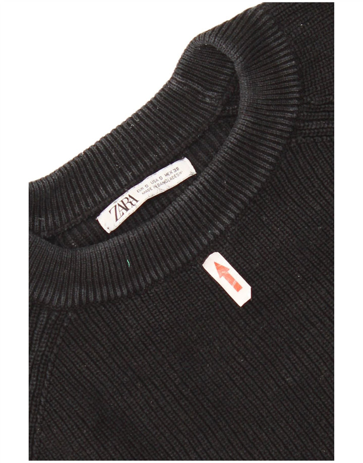 Ανδρικό πουλόβερ Zara Crew Neck Jumper Μικρό μαύρο βαμβακερό