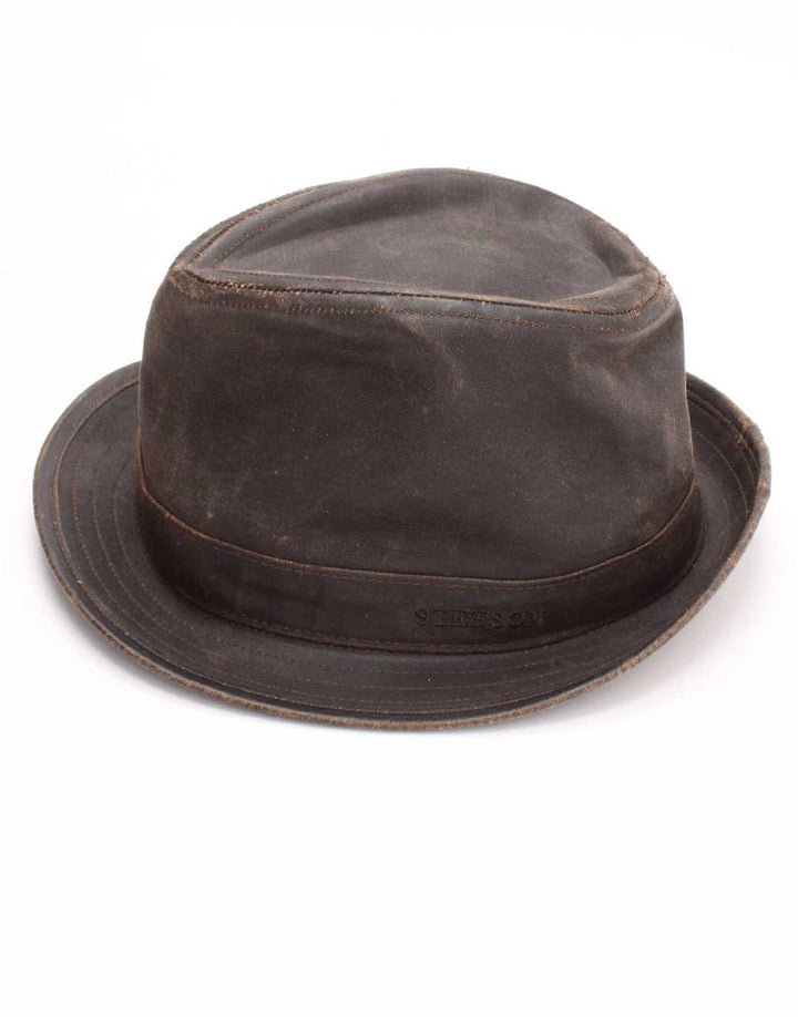 Stetson Ανδρικό Κερωμένο Βαμβακερό Καπέλο Fedora Μεσαίο Καφέ Βαμβάκι