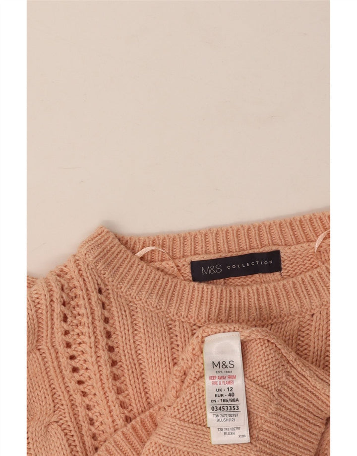 MARKS & SPENCER Γυναικείο πουλόβερ με λαιμόκοψη UK 12 μεσαίο ροζ βαμβακερό
