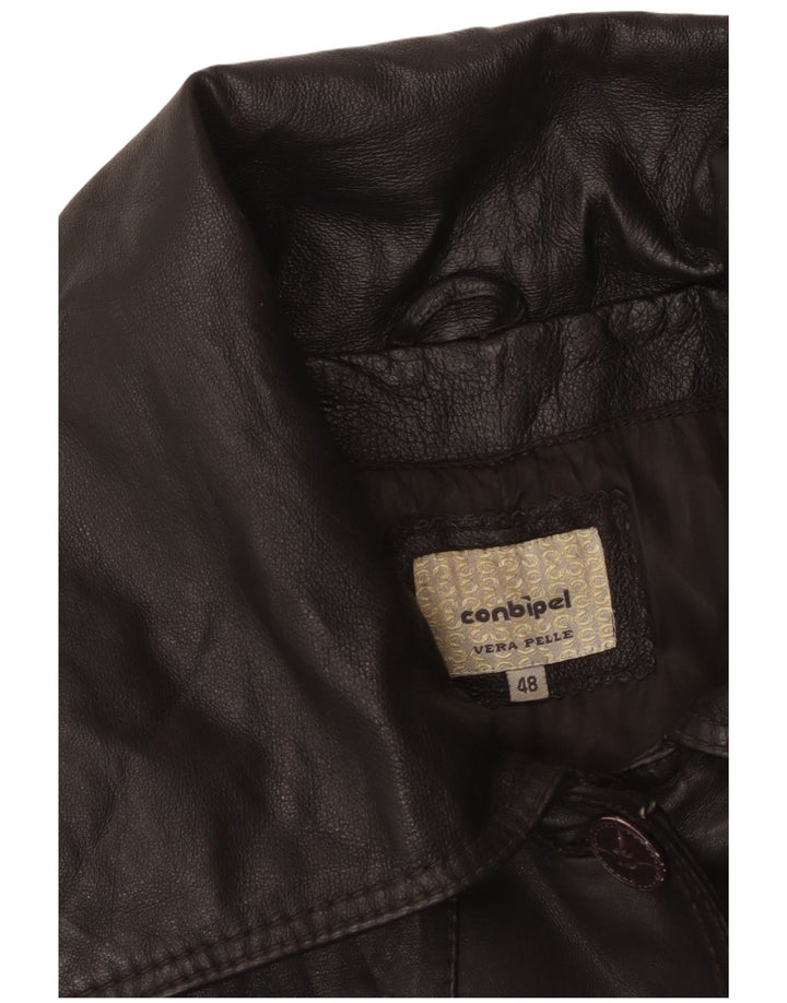 Conbipel Γυναικείο Δερμάτινο Παλτό IT 48 XL Μαύρο Δερμάτινο