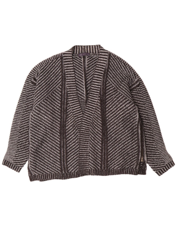 Marks & Spencer Γυναικείο ανοιχτό πουλόβερ UK 26 5XL Γκρι ριγέ ακρυλικό