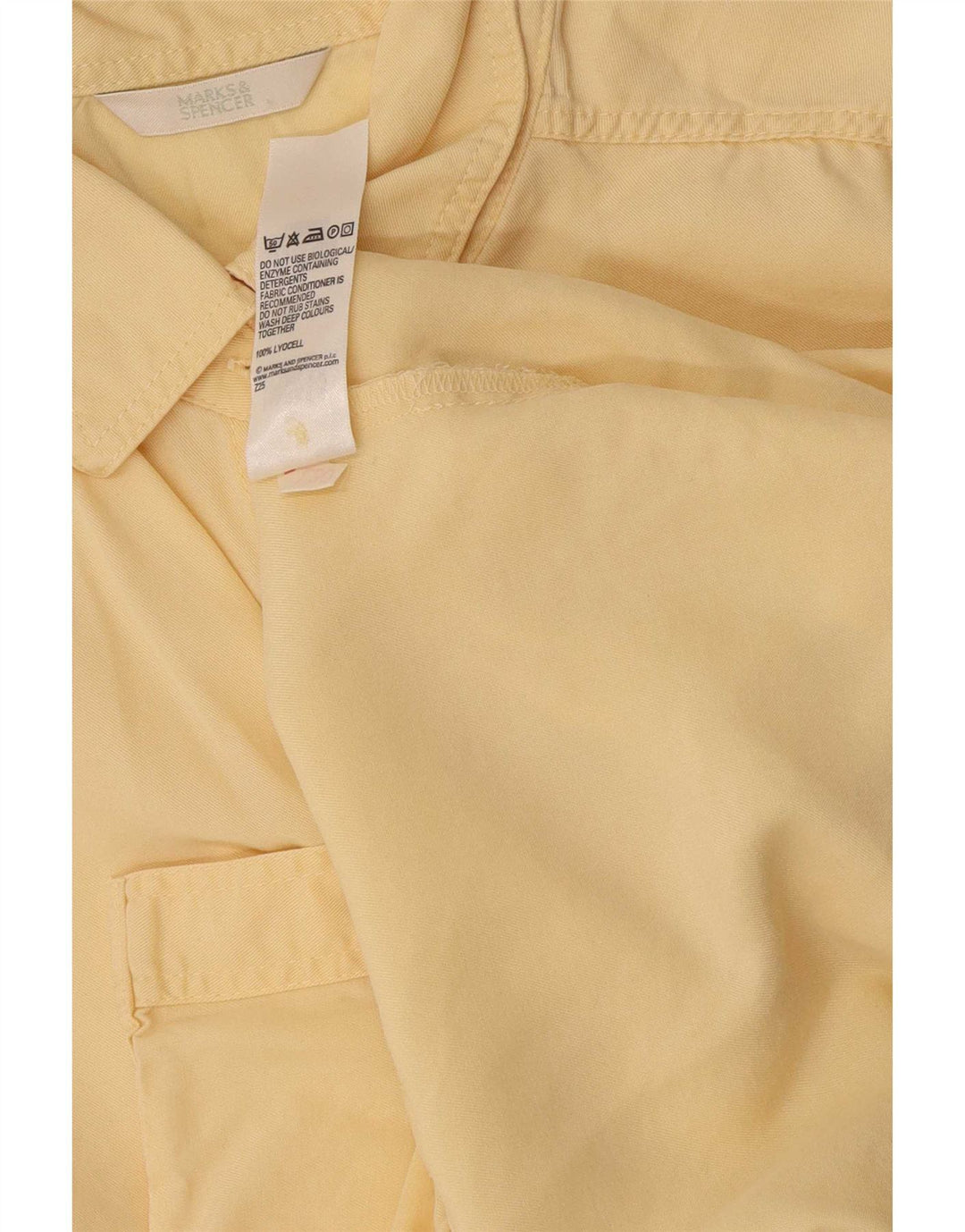 Marks & Spencer Γυναικείο κοντομάνικο πουκάμισο UK 10 Small Yellow Lyocell