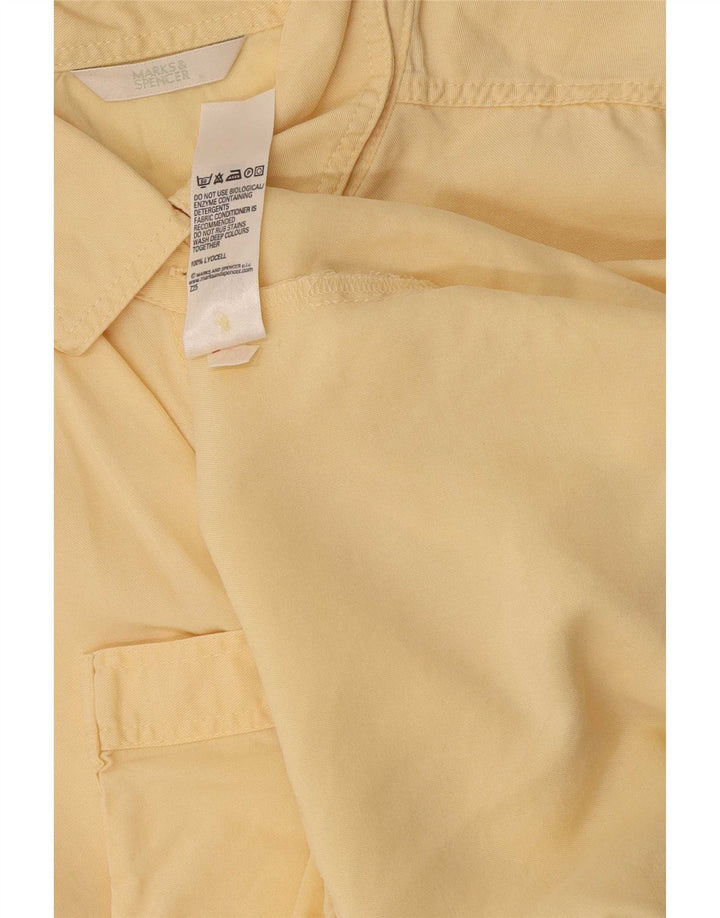 Marks & Spencer Γυναικείο κοντομάνικο πουκάμισο UK 10 Small Yellow Lyocell
