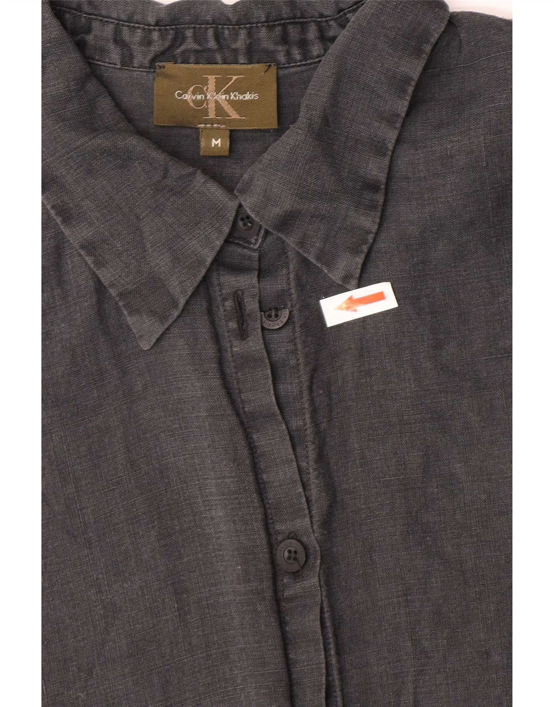 Calvin Klein Γυναικείο Χακί Πουκάμισο UK 12 Μεσαίο Γκρι Λινό