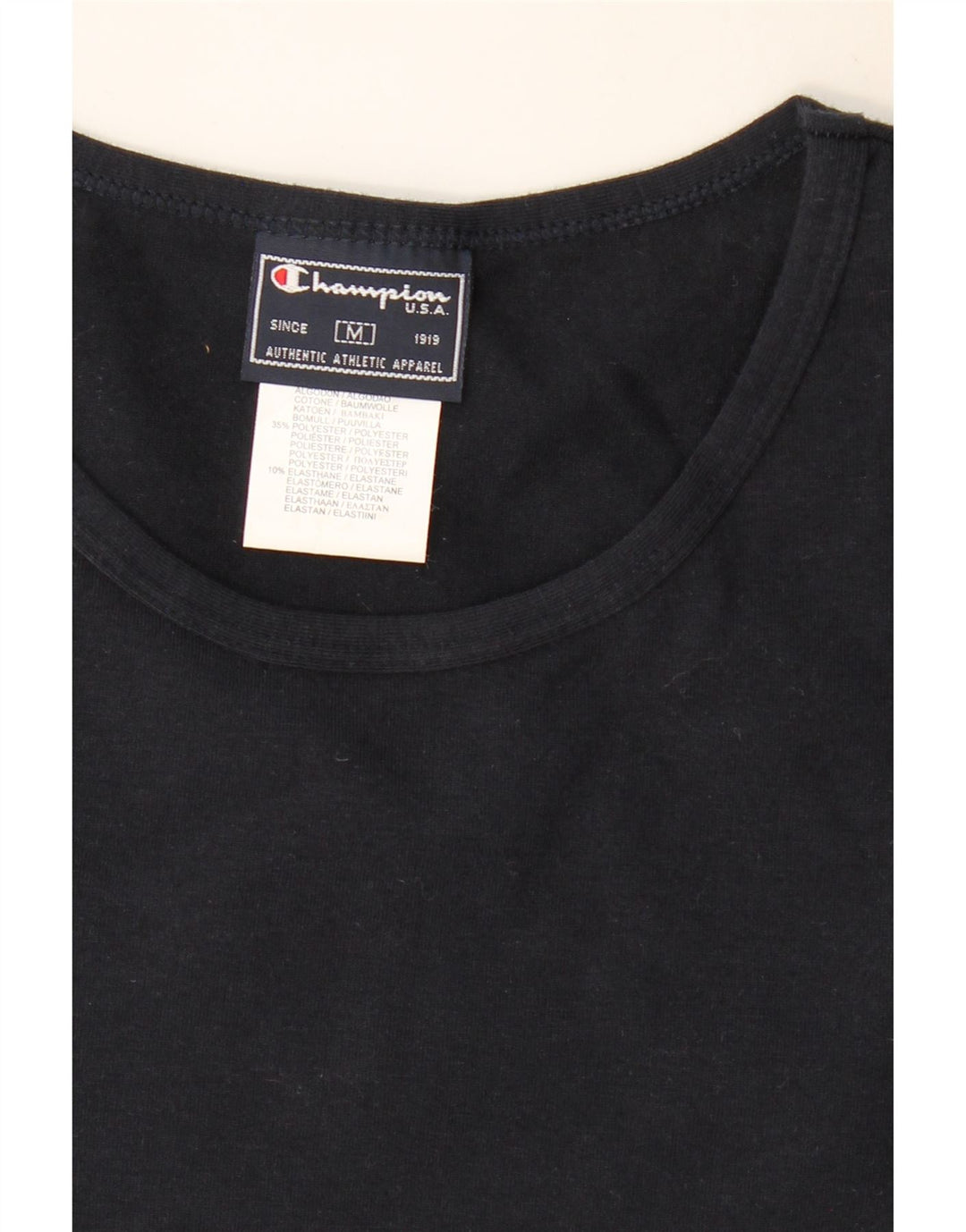 Champion Γυναικείο T-Shirt Top UK 12 Medium Navy Blue Cotton