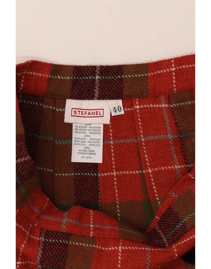 Stefanel Γυναικεία Mini Wrap Φούστα IT 40 Small W26 Red Check Polyester