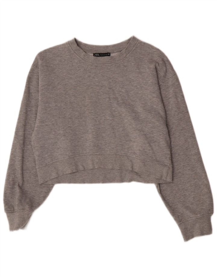 Zara Γυναικεία φούτερ Crop Jumper UK 12 Medium Grey