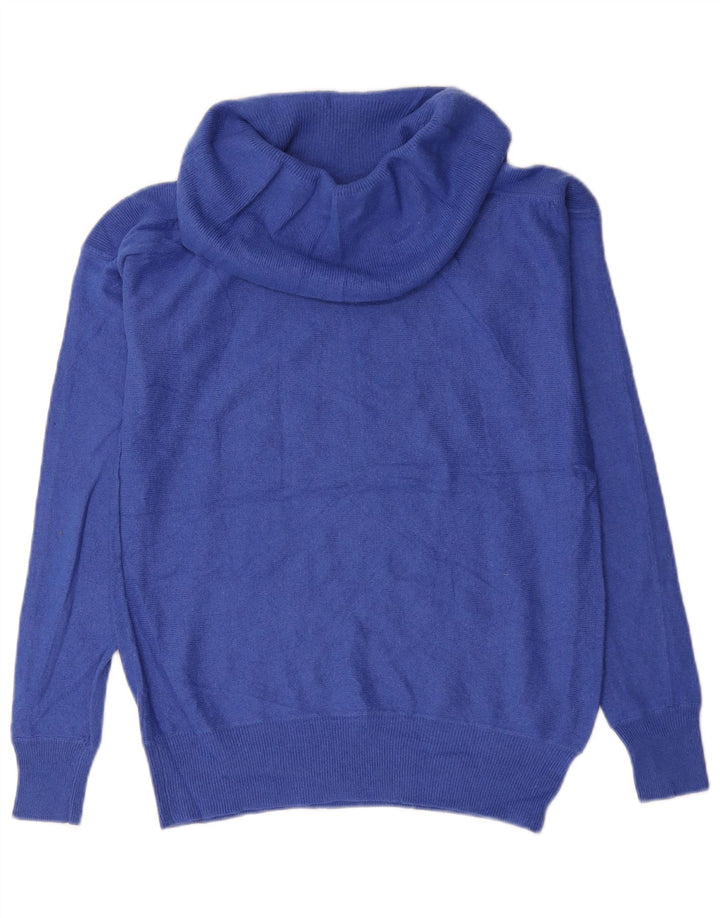 Reiss γυναικείο πουλόβερ με ρολό λαιμόκοψη UK 10 Small Blue Viscose