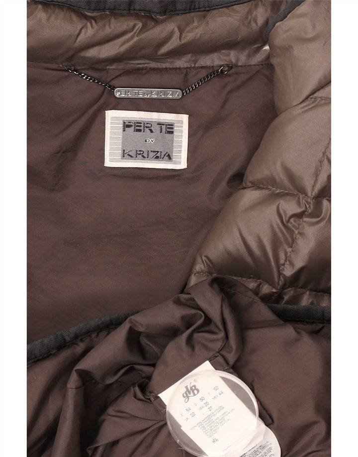 Perte by Krizia Γυναικείο Μπουφάν με Επένδυση UK 22 3XL Καφέ Πολυαμίδιο