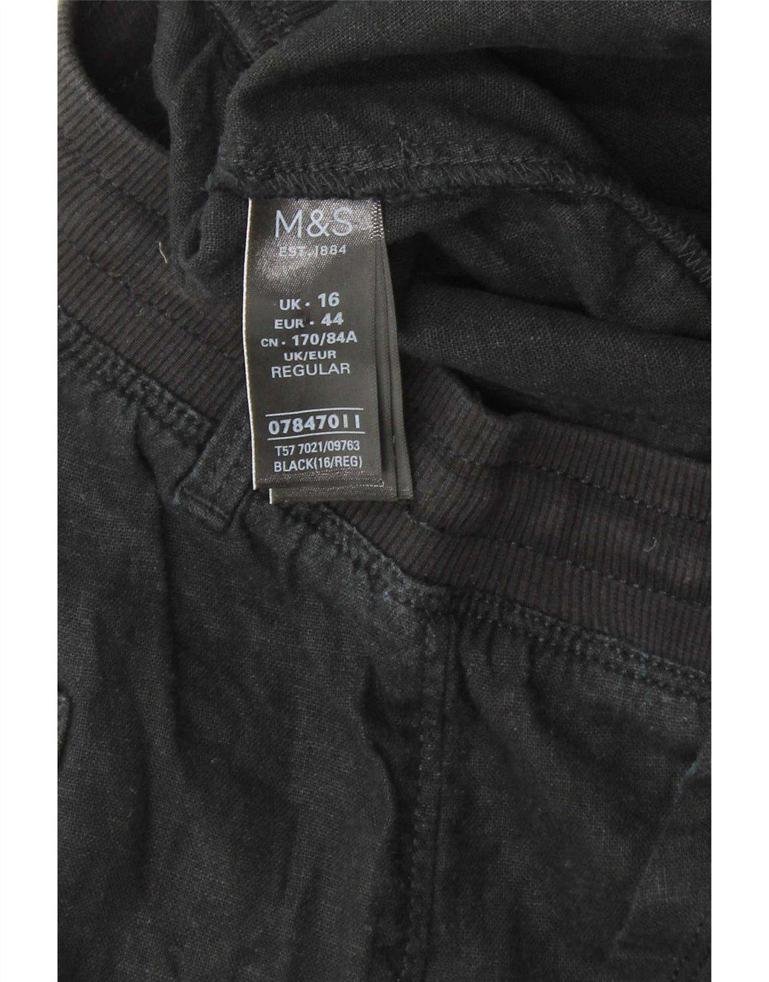 Marks & Spencer Γυναικείο κανονικό παντελόνι UK 16 μεγάλο W34 L30 μαύρο βαμβακερό
