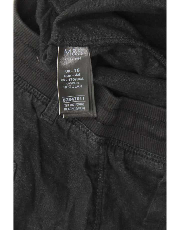 Marks & Spencer Γυναικείο κανονικό παντελόνι UK 16 μεγάλο W34 L30 μαύρο βαμβακερό