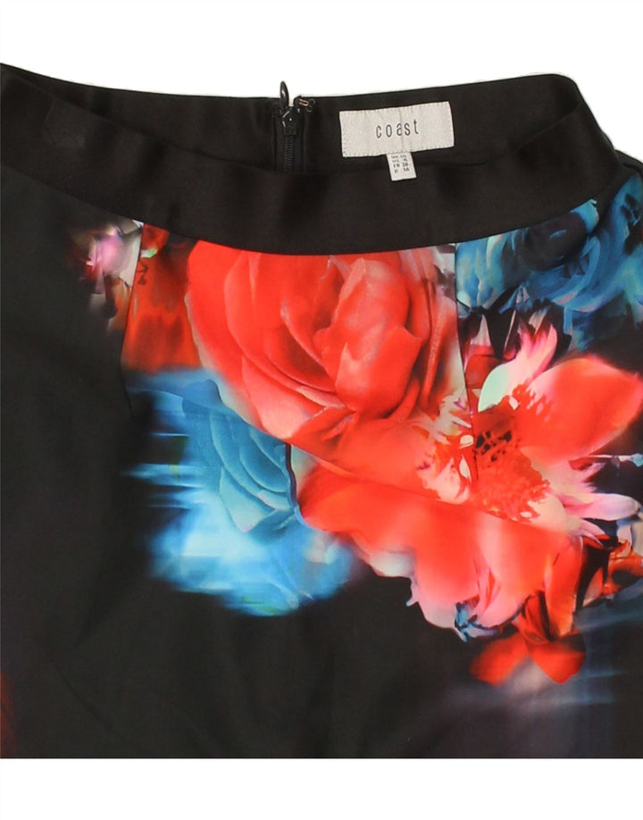 COAST Womens Midi Skirt UK 10 Small W26  Red Floral Polyester Vintage Coast and Second-Hand Coast from Messina Hembry 