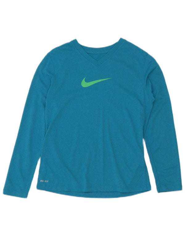 Nike Girls Dri Fit Top μακριά μανίκια 11-12 ετών Μεγάλο μπλε πολυεστέρας