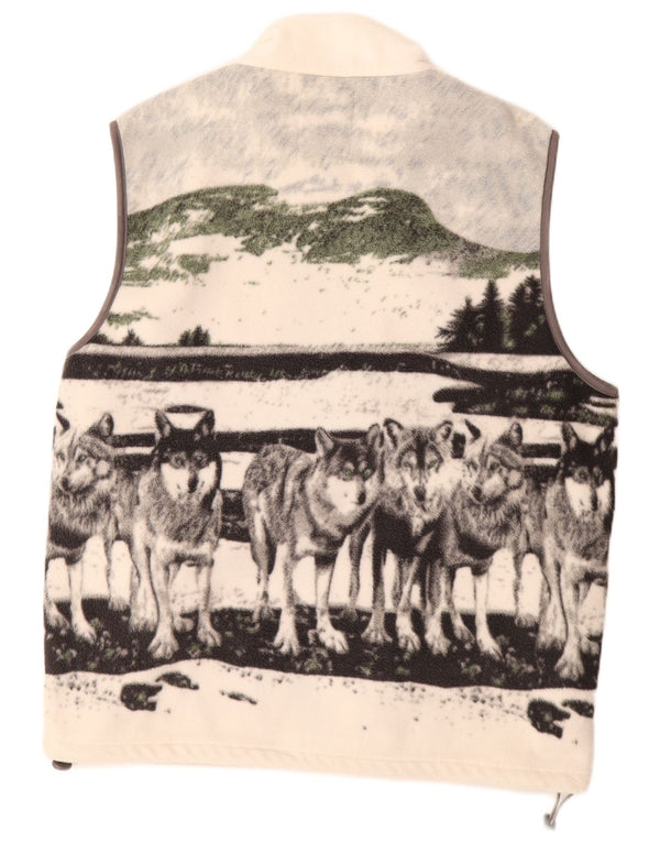 Atlas For Mens Graphic Fleece Gilet UK 44 2XL Off White Polyester