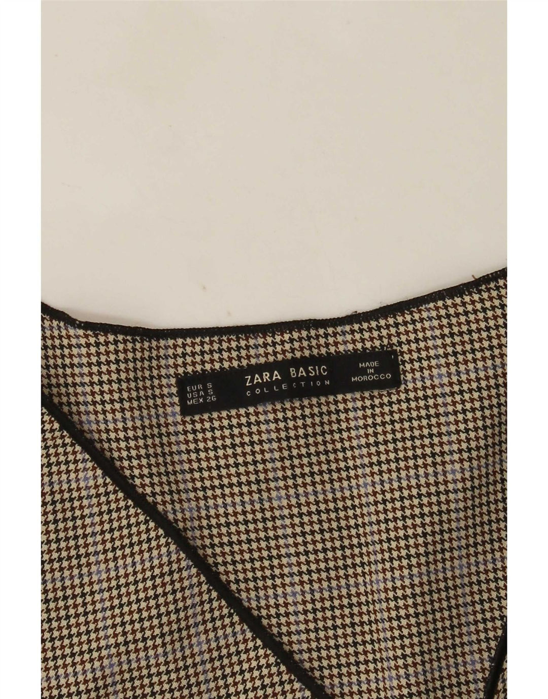 Zara Γυναικεία μακρυμάνικη μπλούζα τοπ UK 10 Small Grey Houndstooth