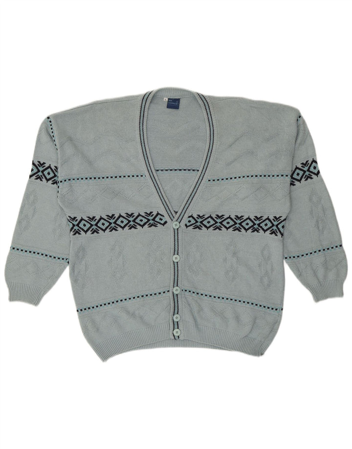 Ανδρικό πουλόβερ με ζακέτα Mr. Forrest XL Blue Geometric Cotton