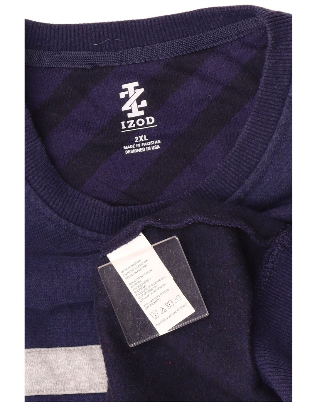 Ανδρικό φούτερ Izod Jumper 2XL Navy Blue ριγέ βαμβακερό