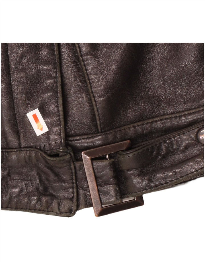 Vintage Γυναικείο Δερμάτινο Μπουφάν IT 44 Medium Black Leather Biker