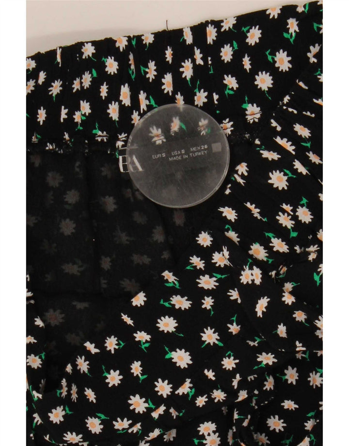 Zara Γυναικείο Skort UK 10 Small Black Floral