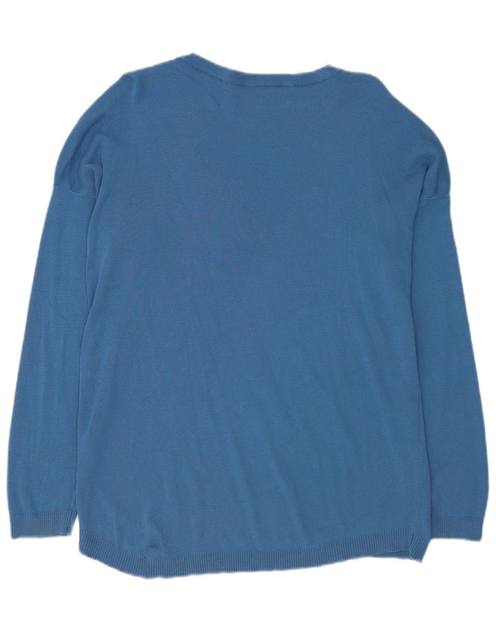 Γυναικείο πουλόβερ Benetton Crew Neck Jumper UK 14 Medium Blue Cotton