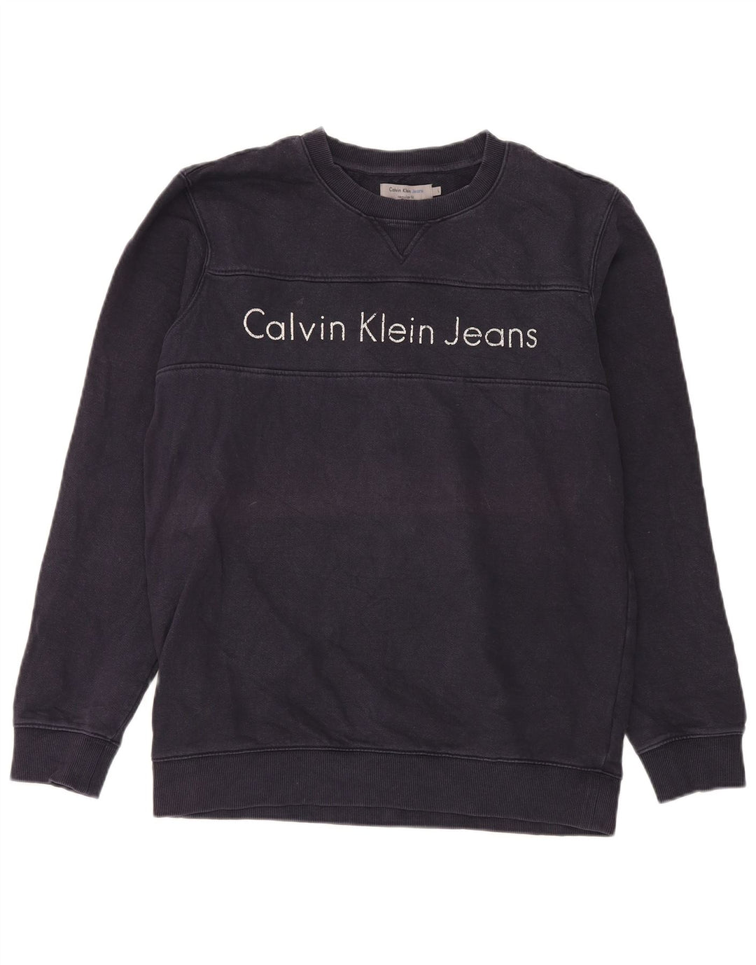 Calvin Klein Jeans Ανδρικό γραφικό φούτερ Jumper Large Navy Blue