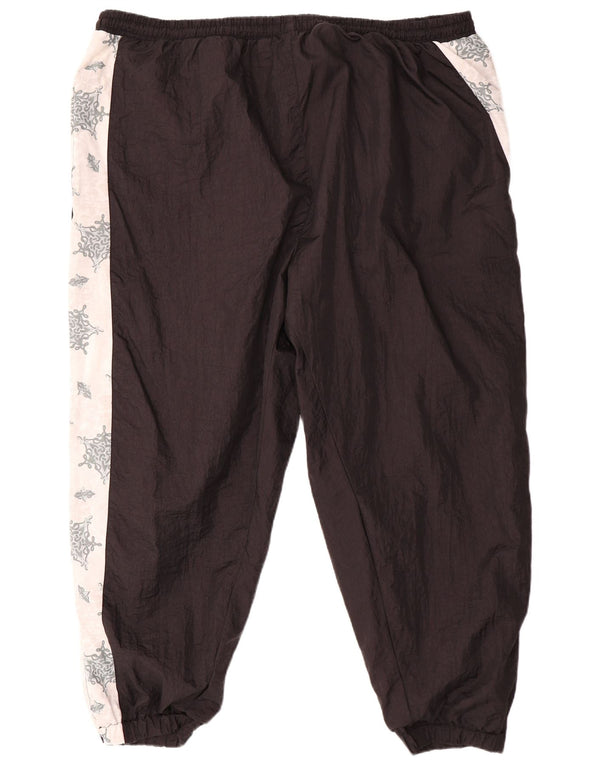Vintage γυναικεία αθλητική φόρμα παντελόνι Joggers UK 24 3XL Μαύρο Πολυαμίδιο