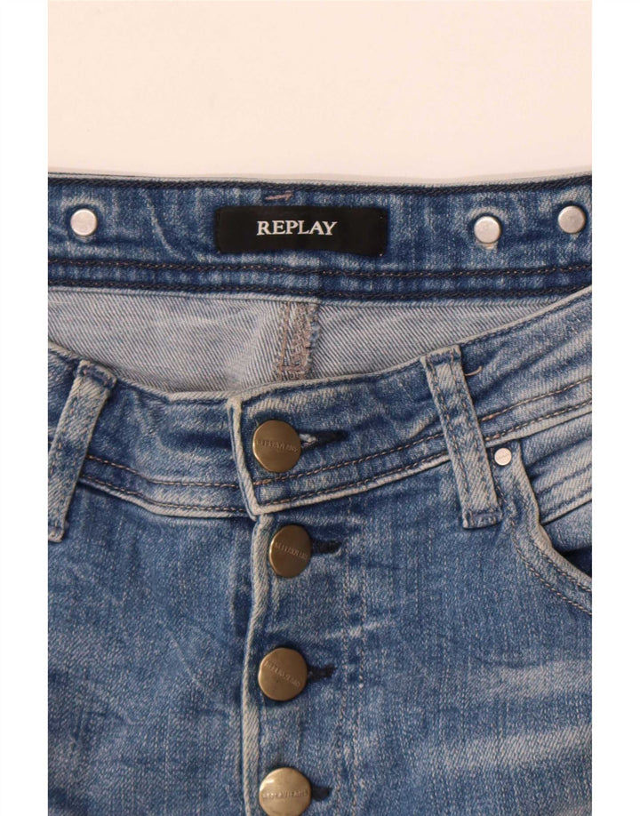 Replay Womens Distressed Skinny Jeans W29 L30 Blue